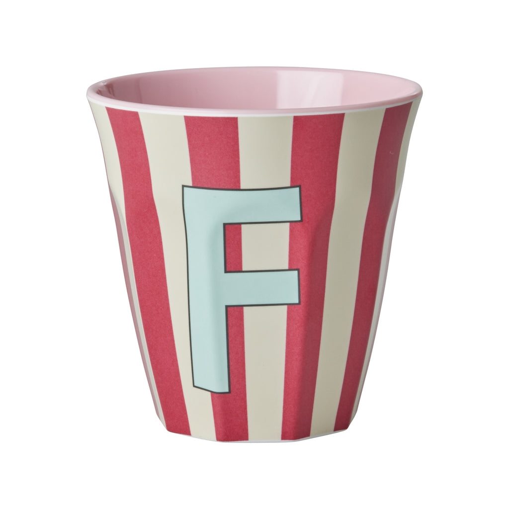 Rice Becher medium - Buchstaben Mehrfarbig - Pink Stripes