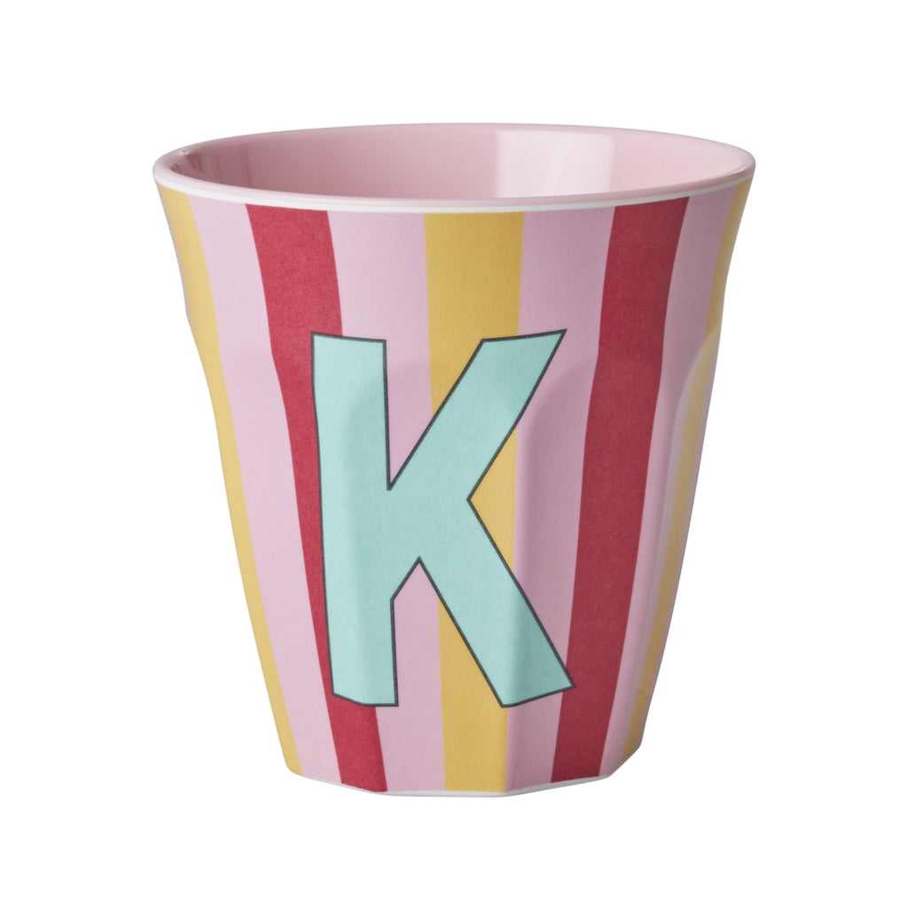 Rice Becher medium - Buchstaben Mehrfarbig - Pink Stripes