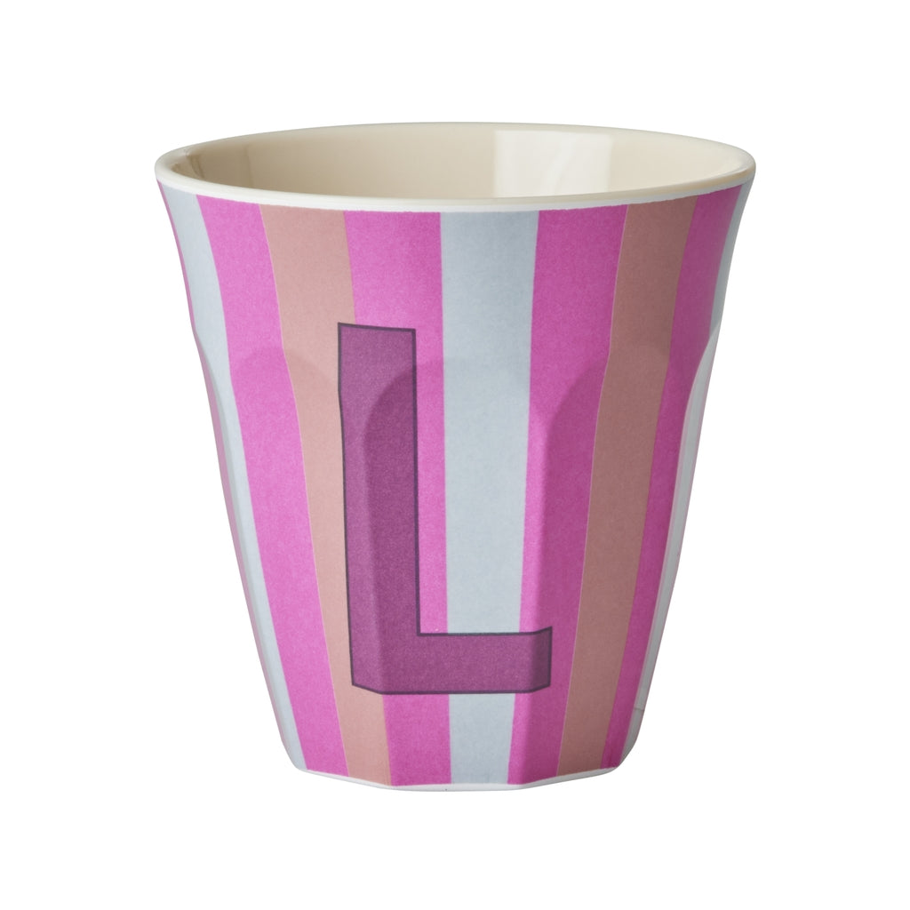 Rice Becher medium - Buchstaben Mehrfarbig - Pink Stripes