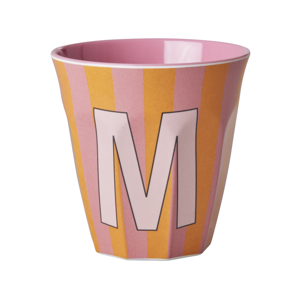 Rice Becher medium - Buchstaben Mehrfarbig - Pink Stripes