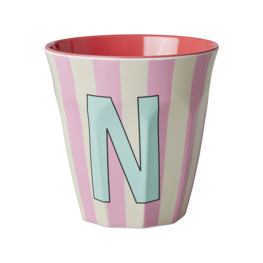 Rice Becher medium - Buchstaben Mehrfarbig - Pink Stripes