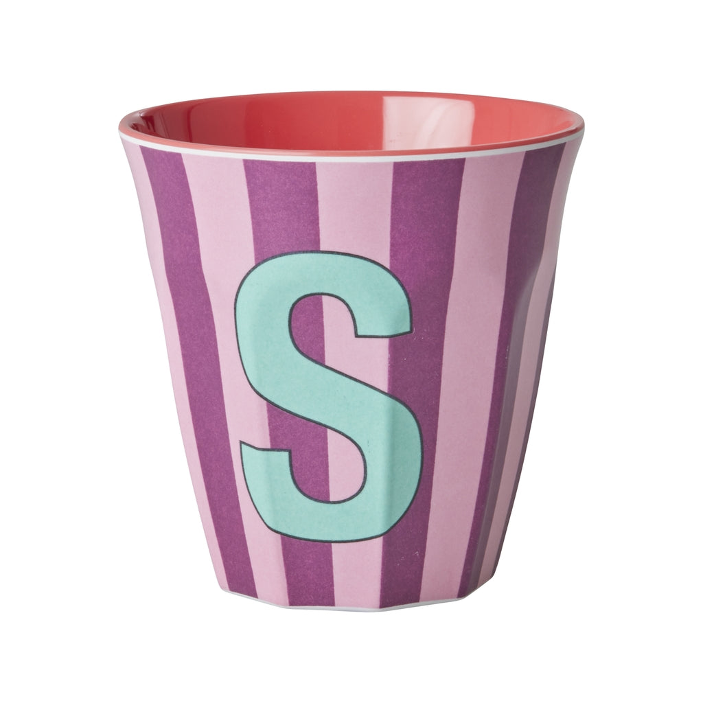 Rice Becher medium - Buchstaben Mehrfarbig - Pink Stripes