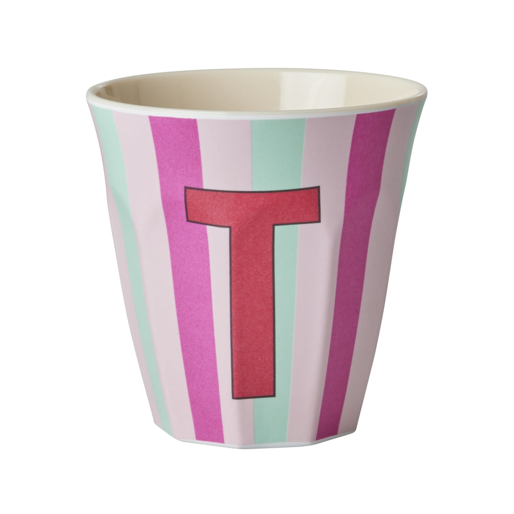 Rice Becher medium - Buchstaben Mehrfarbig - Pink Stripes