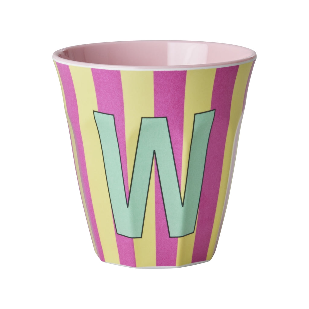 Rice Becher medium - Buchstaben Mehrfarbig - Pink Stripes