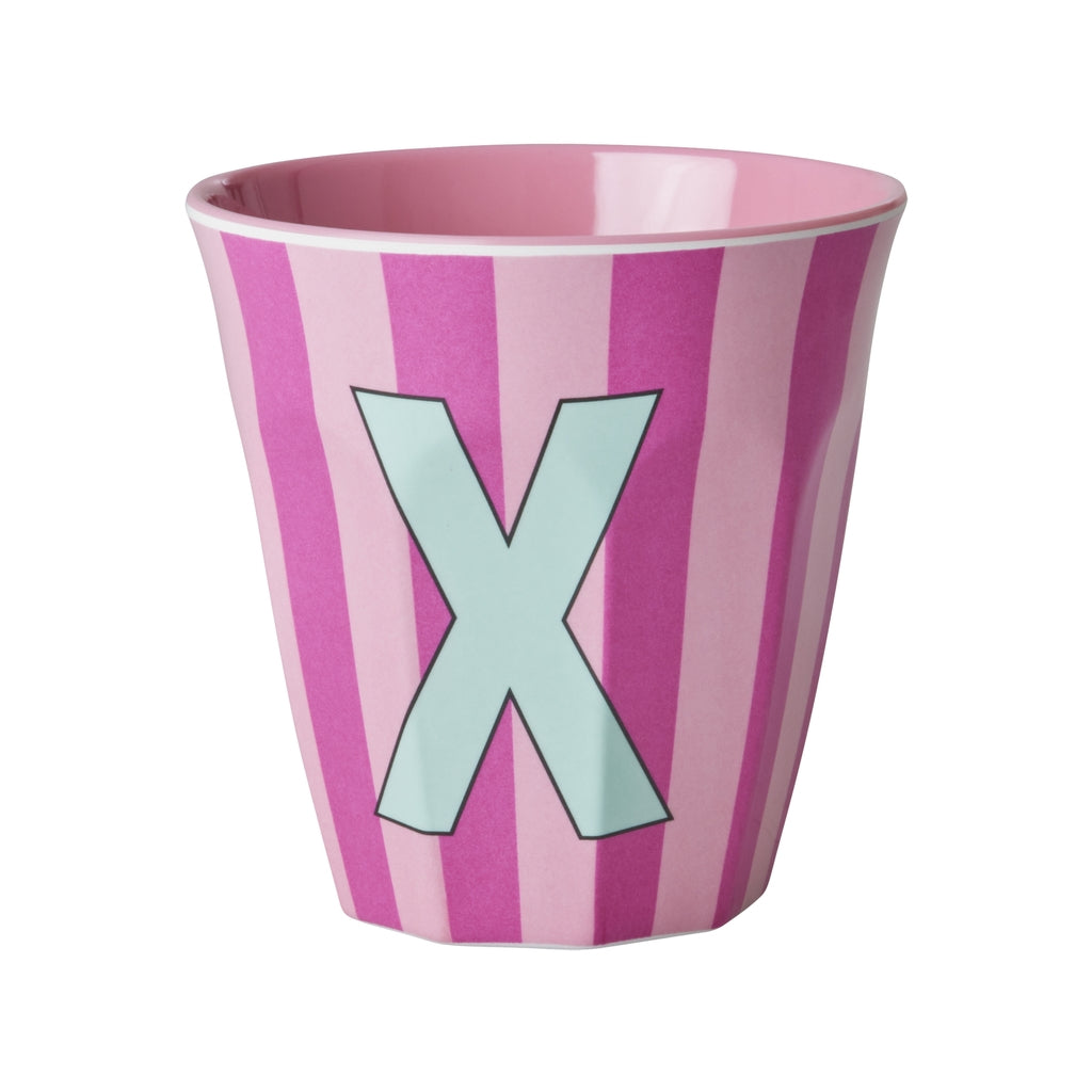 Rice Becher medium - Buchstaben Mehrfarbig - Pink Stripes