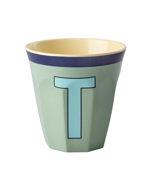 Buchstabenbecher "T" Vintage in Khaki von Rice, 250ml