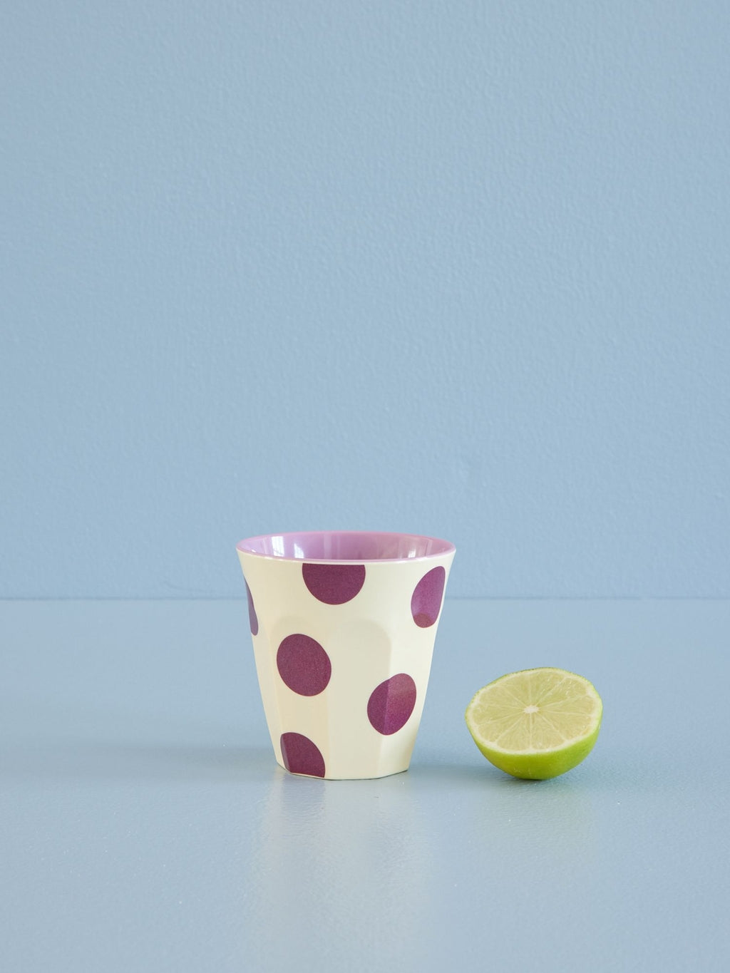 Rice Becher medium -créme- Purple Dots Print