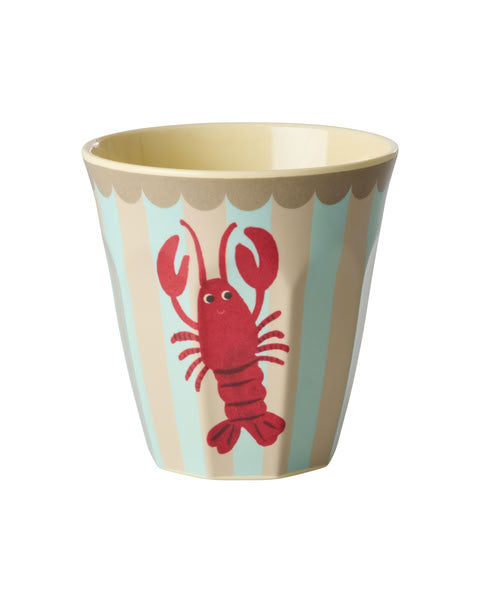 Melamin Becher medium- hellblau- New Lobster Print