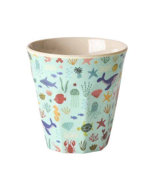 Melamin Becher medium- Blau - Ocean Print