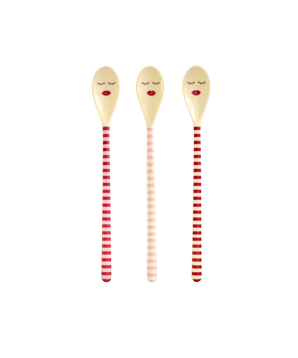 RICE Melamin Lattelöffel – Pink & Rot gestreift verschiedene Farben