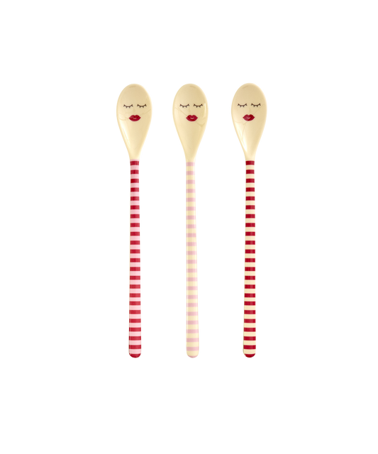 RICE Melamin Lattelöffel – Pink & Rot gestreift verschiedene Farben