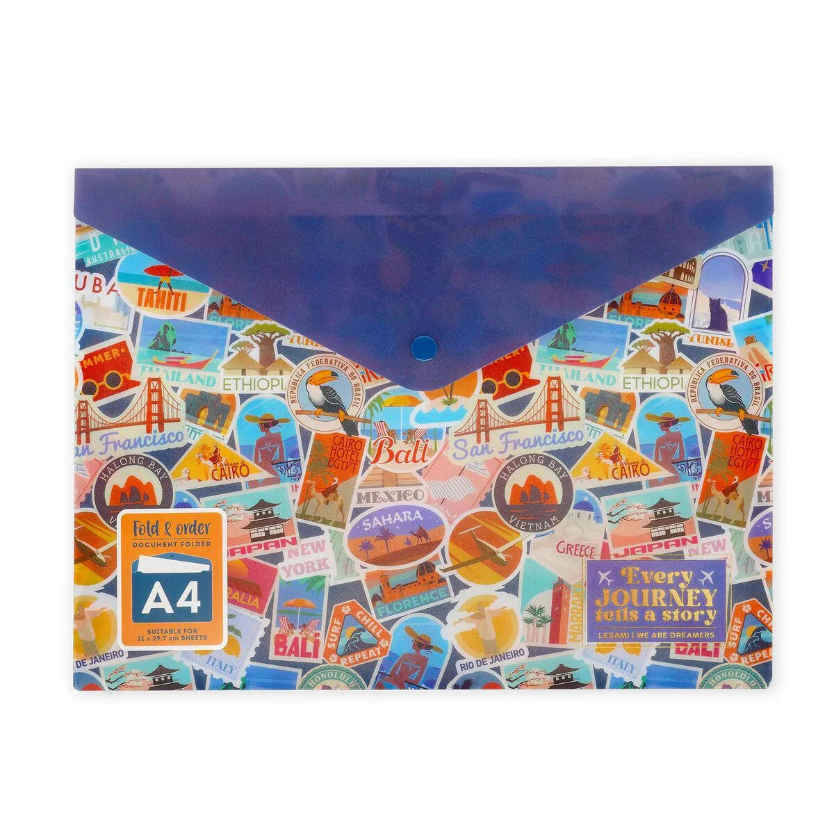 Dokumentenmappe "Travel Stickers" von Legami (DIN A4)