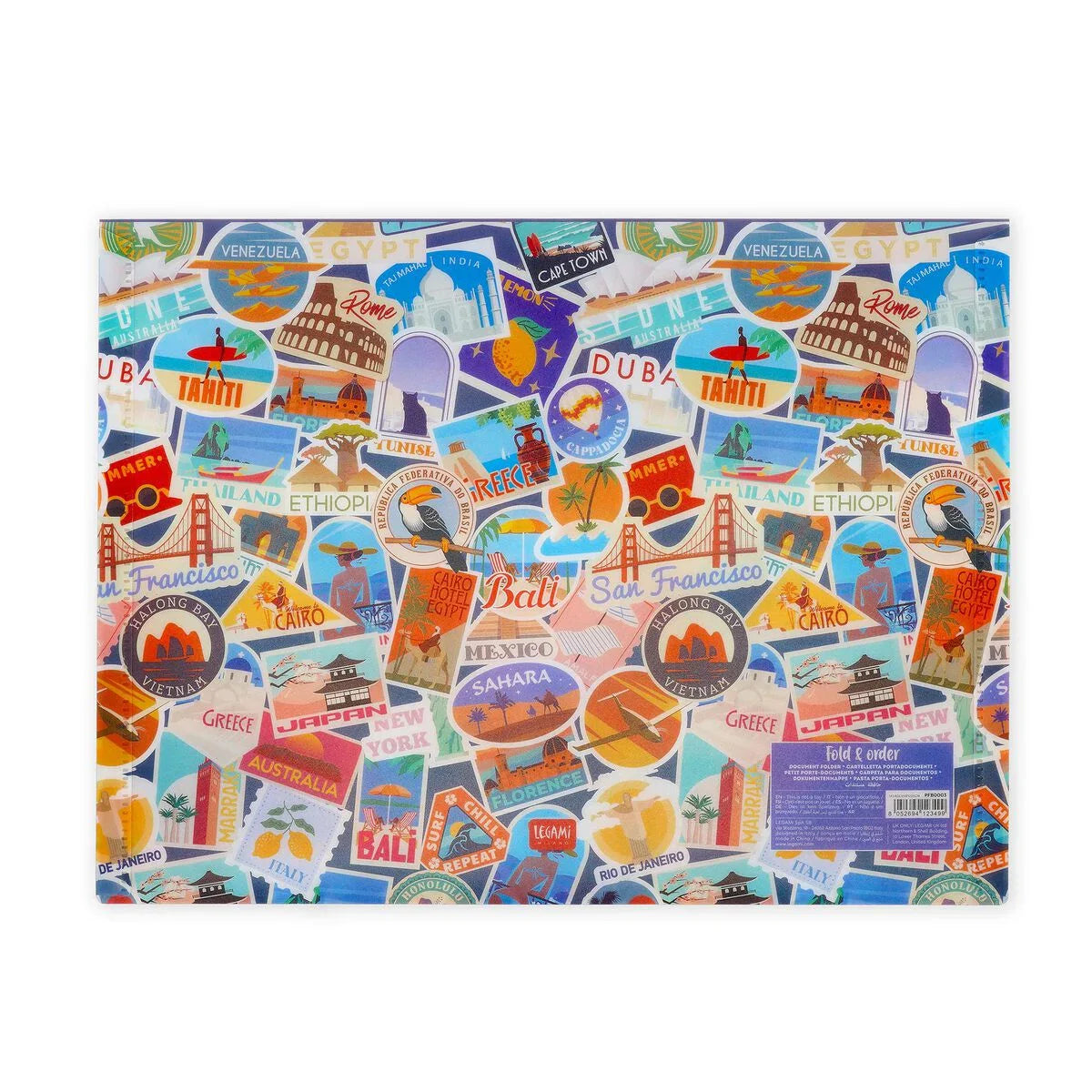 Dokumentenmappe "Travel Stickers" von Legami (DIN A4)