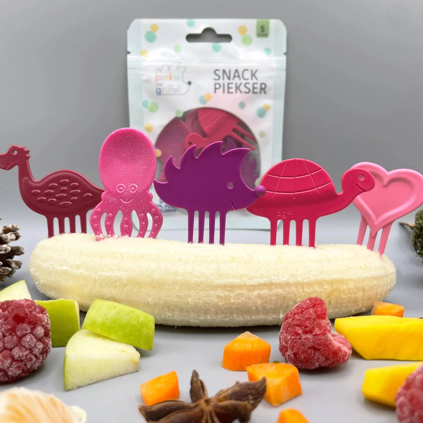 Gemengde Snackprikkers "Pretty in Pink" van Pieksi & Griffel, set van 5
