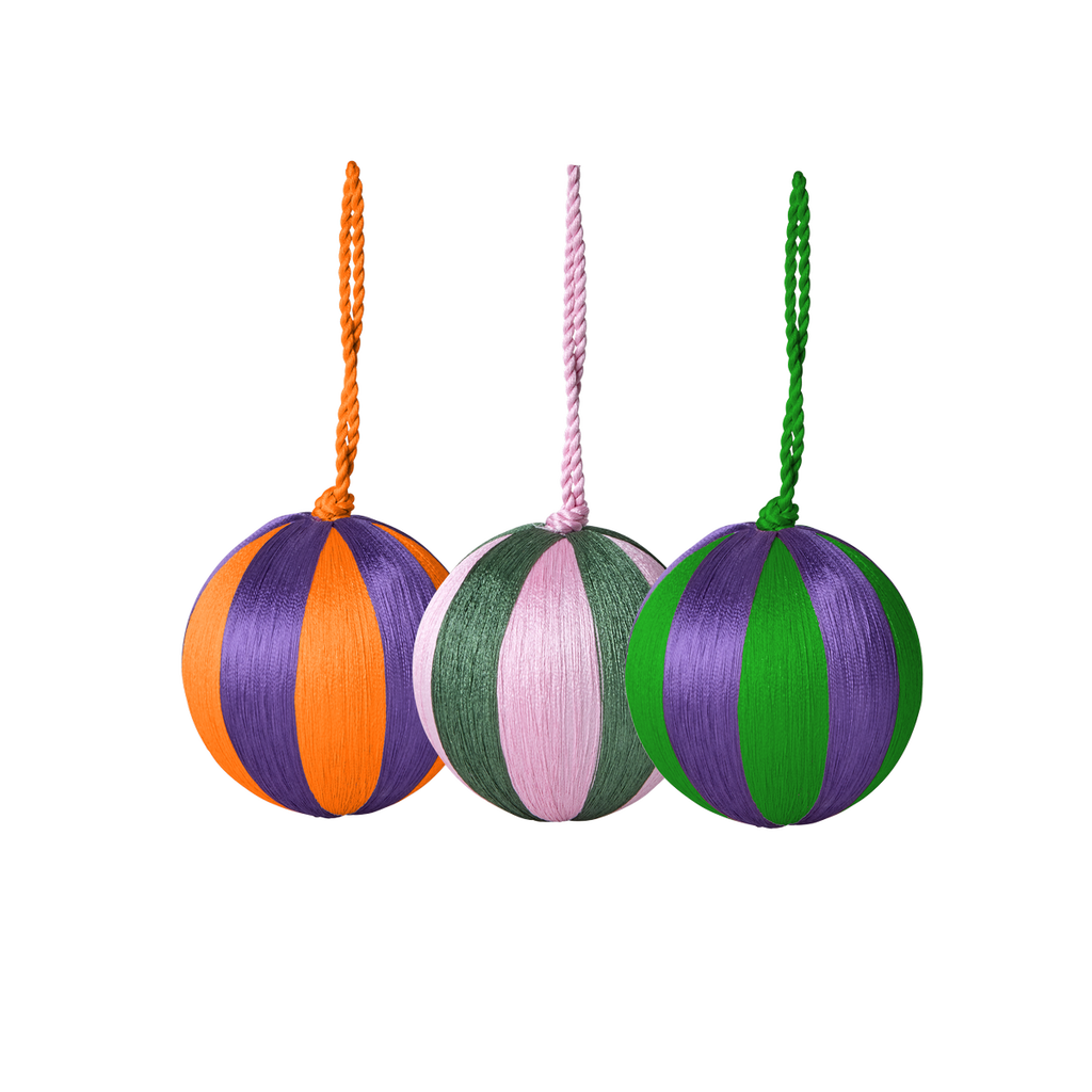 RICE Weihnachtskugeln gestreift | 3er-Set bunt