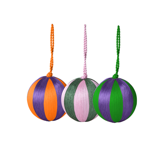 RICE Weihnachtskugeln gestreift | 3er-Set bunt