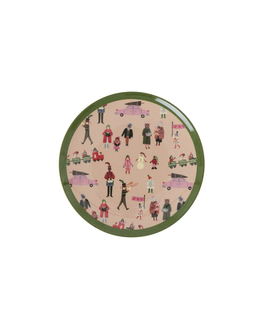 Kleine Rund Kuchenplatte - Gräuliches Pink - Holiday Print