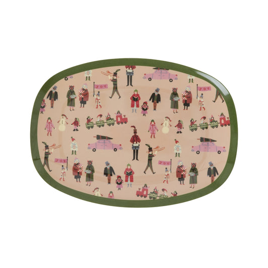 Kleine Rechteckig Beilagenteller - Gräuliches Pink - Holiday Print