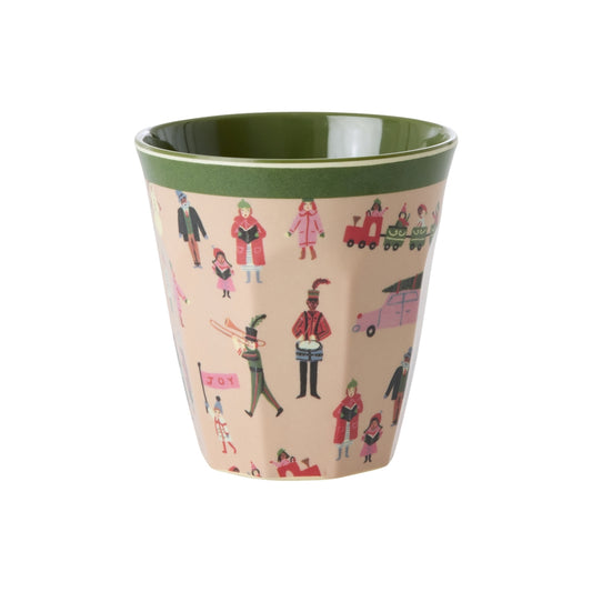 Melamin Becher medium- Gräuliches Pink - Holiday Print