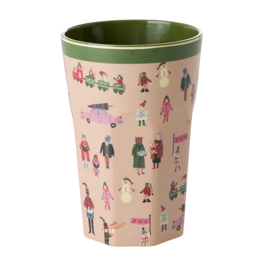 Rice Becher Tall - Gräuliches Pink - Diamond Christmas Tree Print