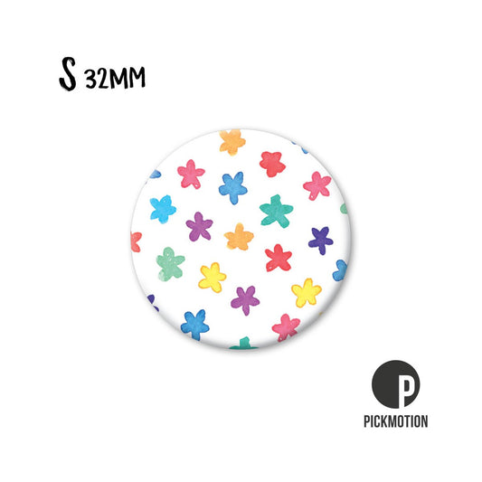 Magneet rond 32 mm "Kleurrijke bloemen"