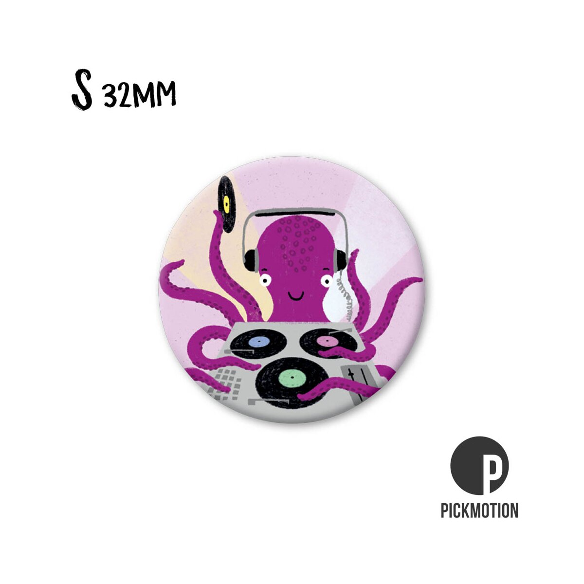 Magneet rond 32 mm "DJ Octopus"