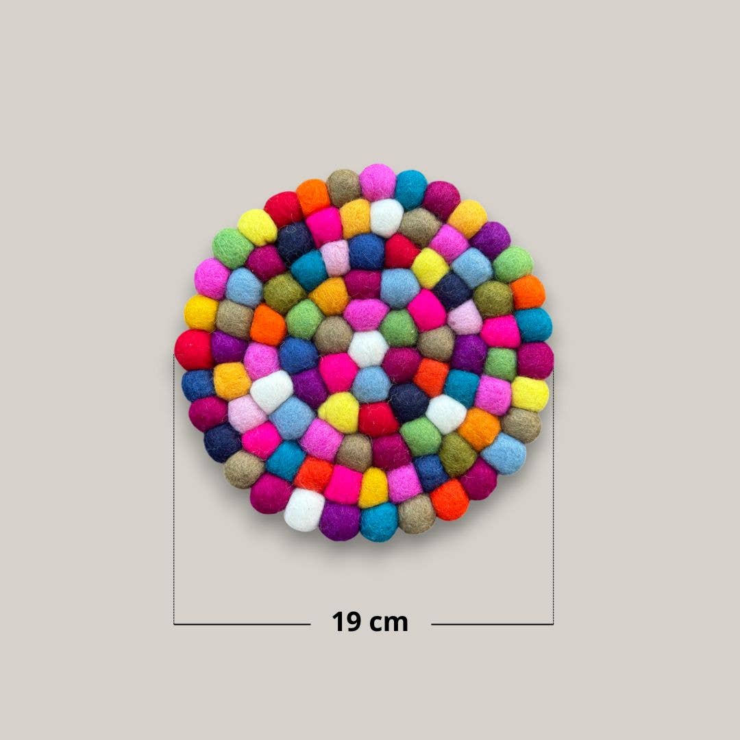 Bunte Filzkugel-Untersetzer – Nieuwe Heidi 19 cm