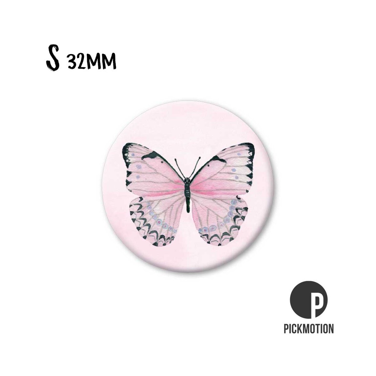 Magnet rund 32mm "Pink Butterfly"