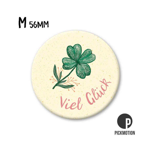 Magnet rund 56mm "Viel Glück Kleeblatt"
